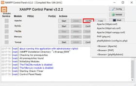 ApacheのConfigボタンクリック