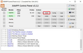 ApacheのAdminをクリック